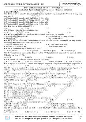 Bài test kiến thức học kì I  Hóa học 10